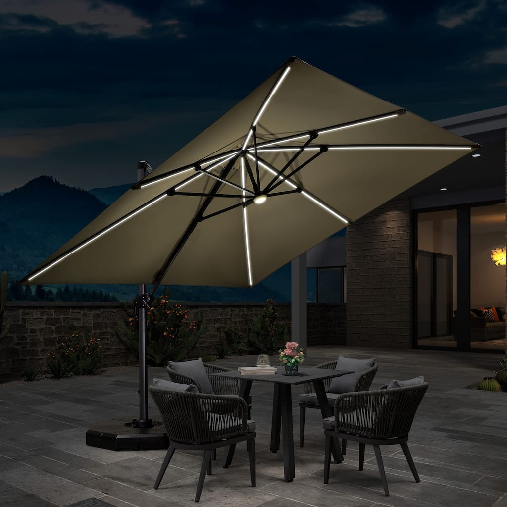 PURPLE LEAF 10 ft Square 360 Degree Rotation Patio Cantilever Umbrella