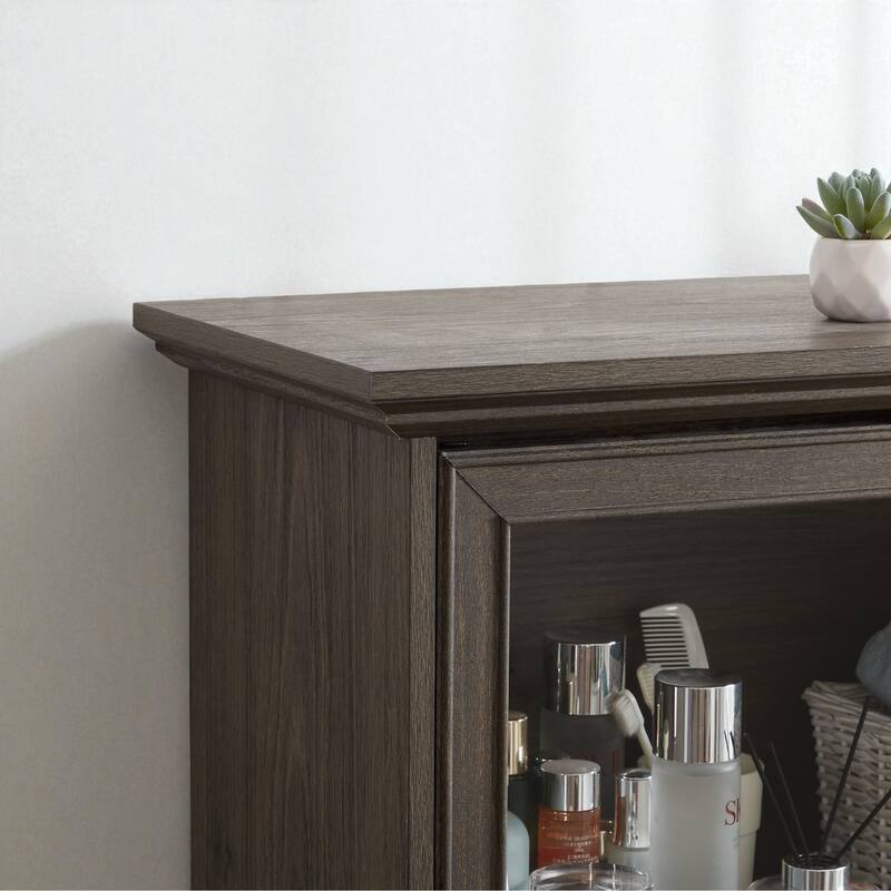 4-Tier Glass Display Cabinet with Flip-Up Doors, Curio Storage Showcase and Bookcase Organizer