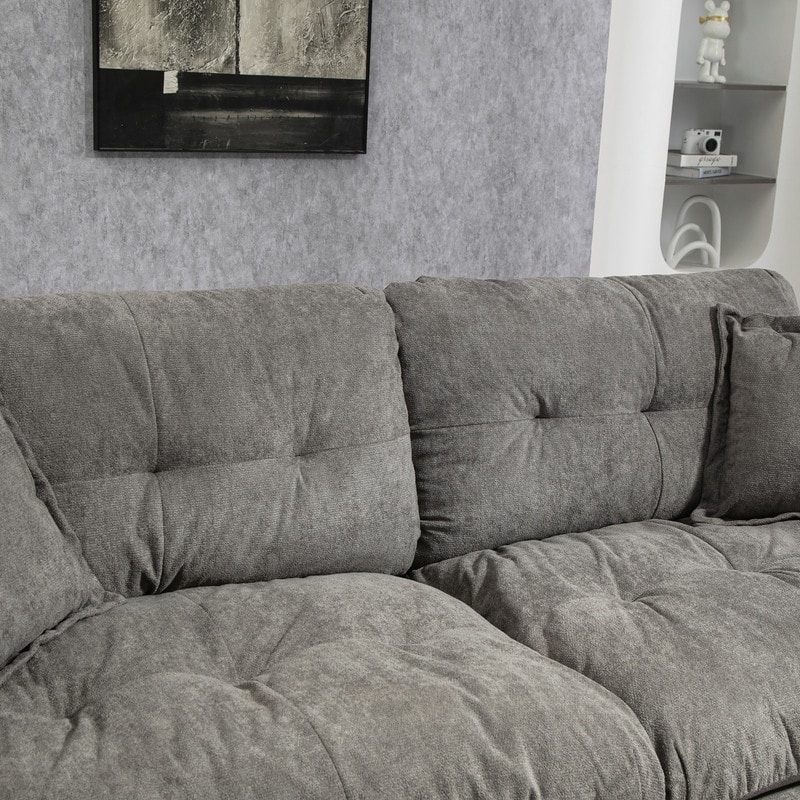 84" Chenille Loveseat Sofa with Memory Foam&Pocket Springs, Deep Seat Couch with 2 Throw Pillows