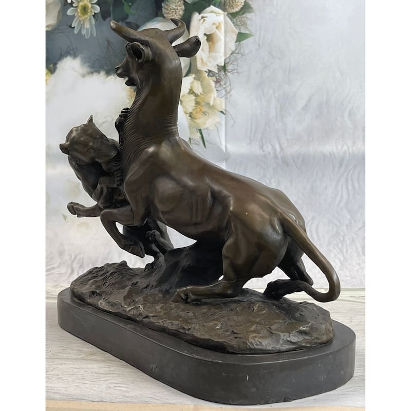 100 Percent Solid Bronze Signed French Animal Cheetah Gazelle Sculpture Figurine