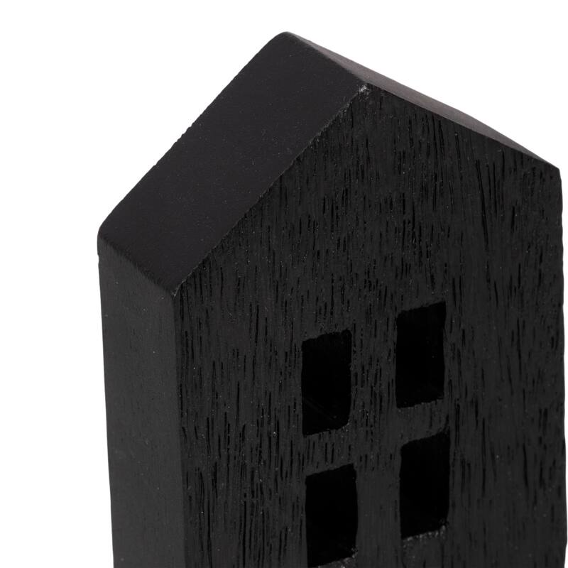 Modern Mango Wood House-Shaped Decorative Object Sculptural Figurine