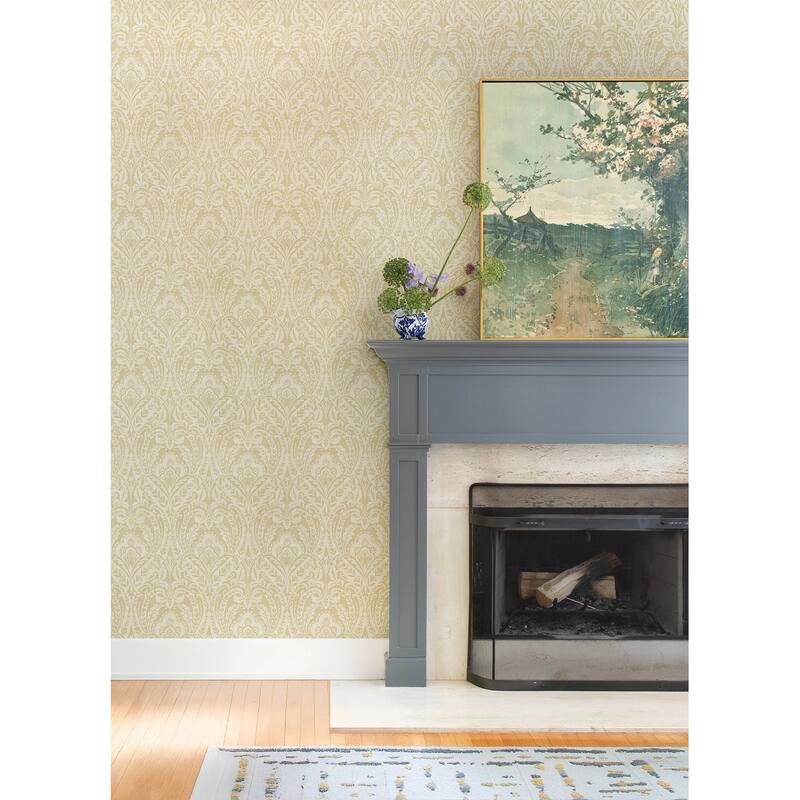A-Street Prints Berkshire Butter Damask Wallpaper