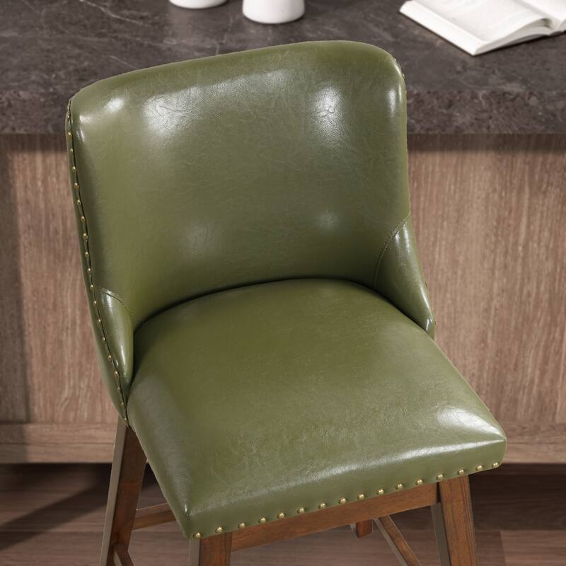 26'' Swivel Upholstered Counter Stool with Solid Wood Frame (Set of 2)