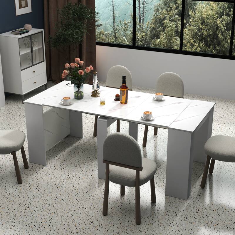 GDF Studio - Lalia Modern Multifunctional Extendable Dining Table with Storage Panels - 118.11"