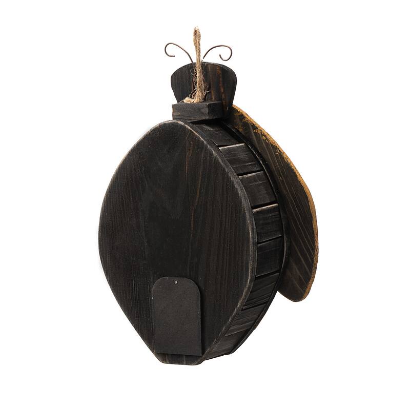 Glitzhome 11"H Cute Distressed Solid Wood Ladybug Birdhouse - 11.5"H