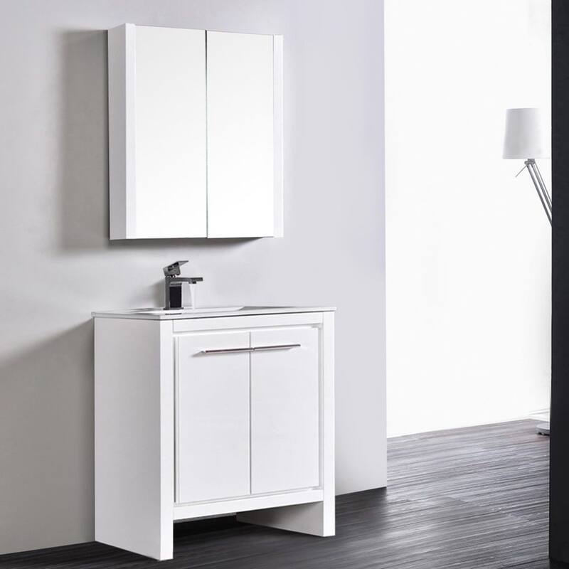 Solid Wood Bathroom Vanity with Mirror Medicine Cabinet