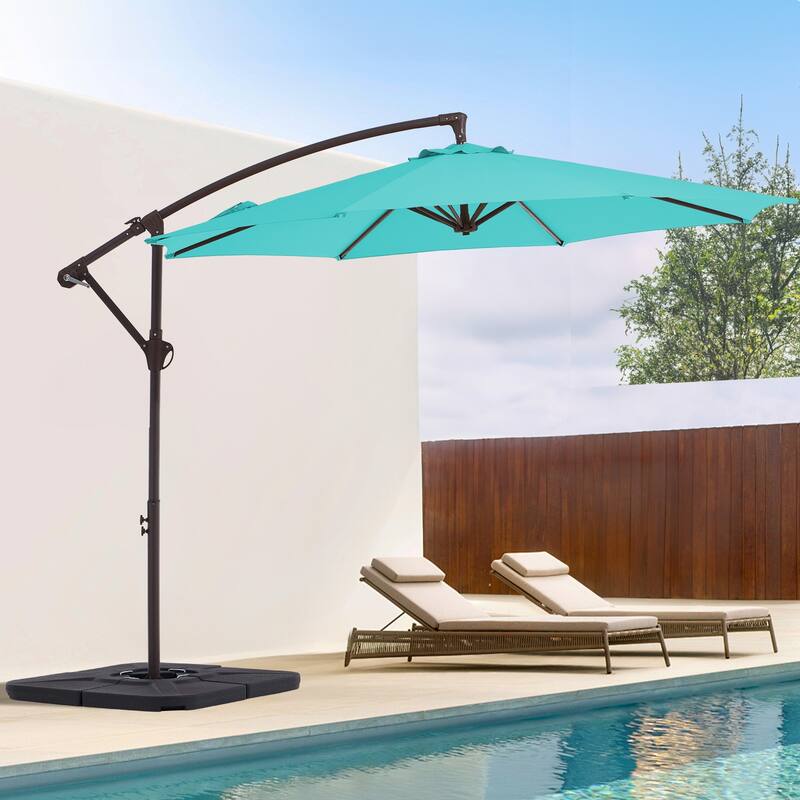 10ft Steel Crank Lift Hanging Offset Cantilever Umbrella