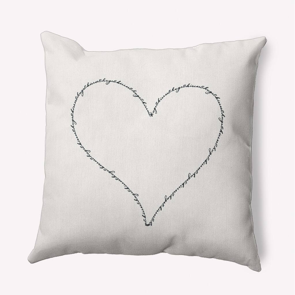 Hugs and Kisses Heart Valentine's Day Decorative Indoor/Outdoor Pillow
