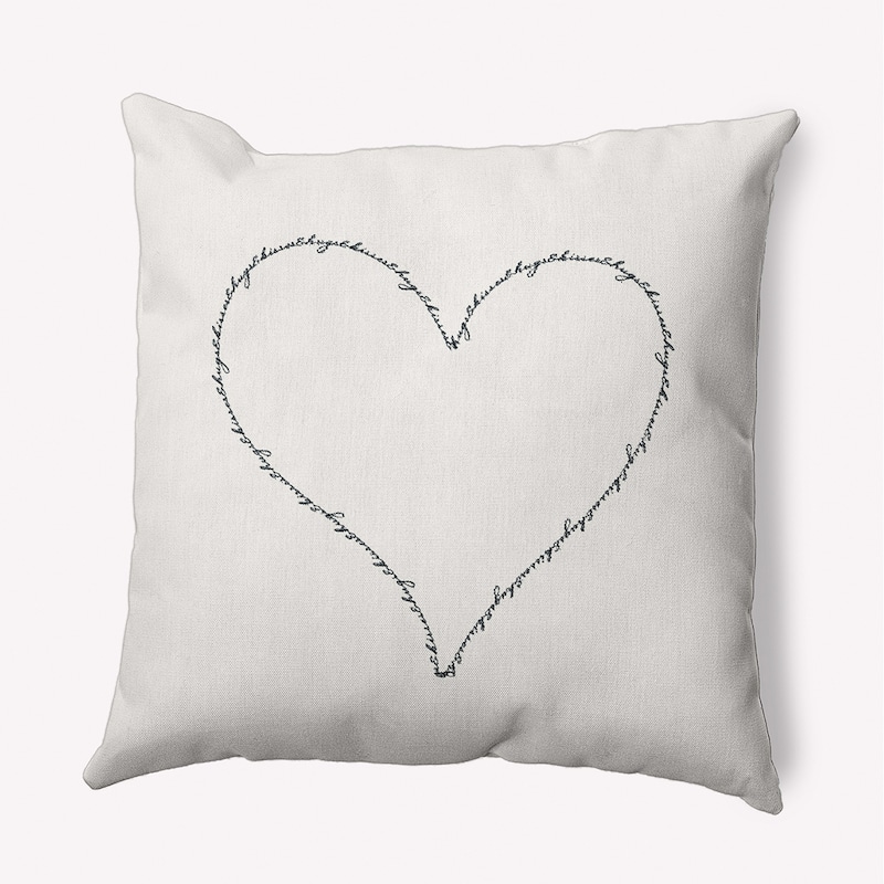 Hugs and Kisses Heart Valentine's Day Decorative Indoor Pillow - 16" x 16" - Black-White