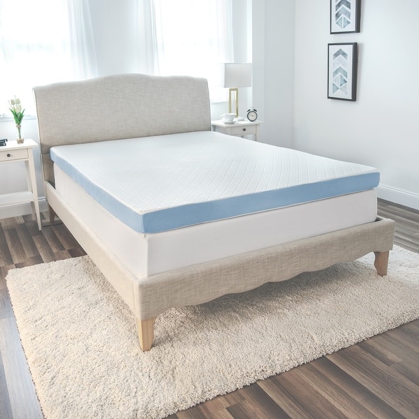 slide 1 of 10, SensorPEDIC 4-Inch Supreme Gel Cooling Transcend Memory Foam Bed Topper - White