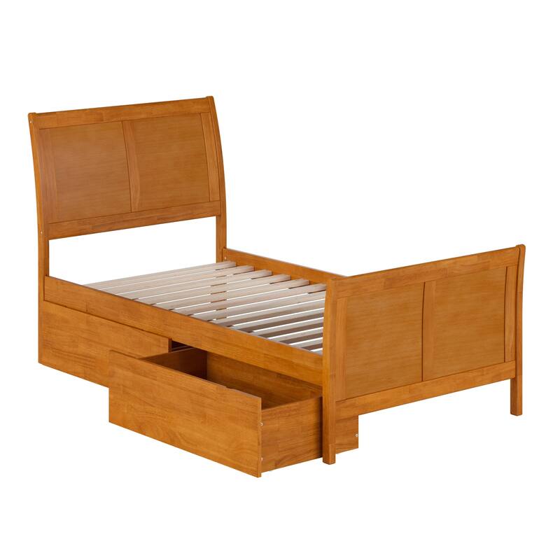 AFI Portland Solid Wood Platform Bed with Matching Footboard and Storage Drawers
