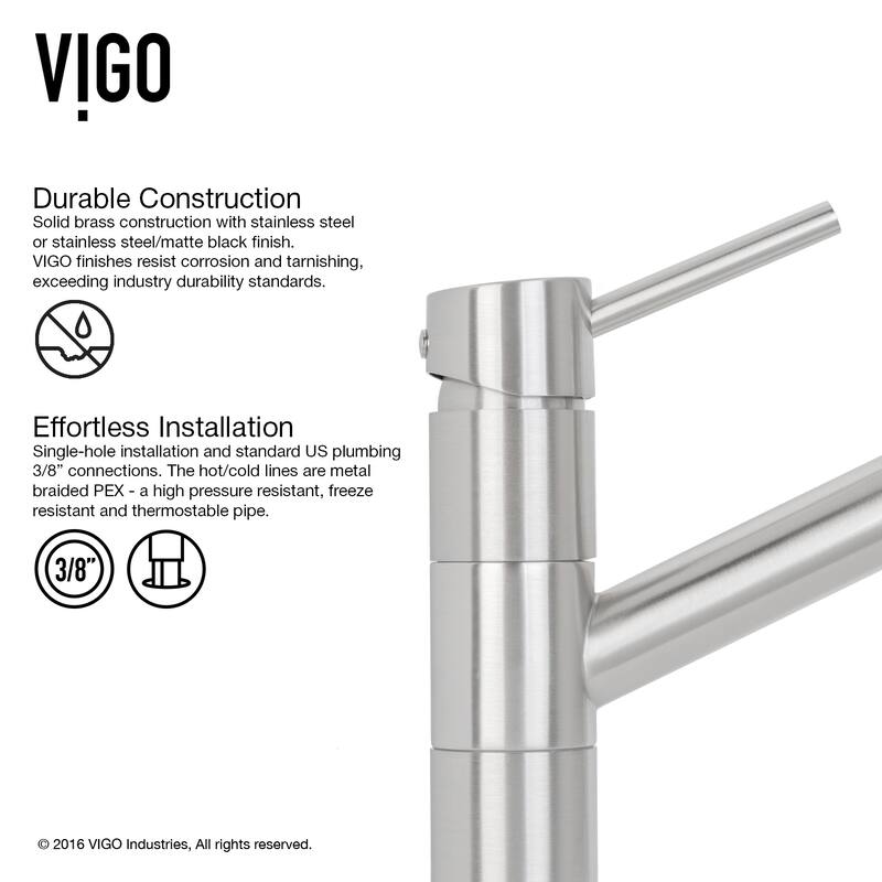 VIGO Branson 9" H Single Handle Pull-Out Sprayer Kitchen Faucet