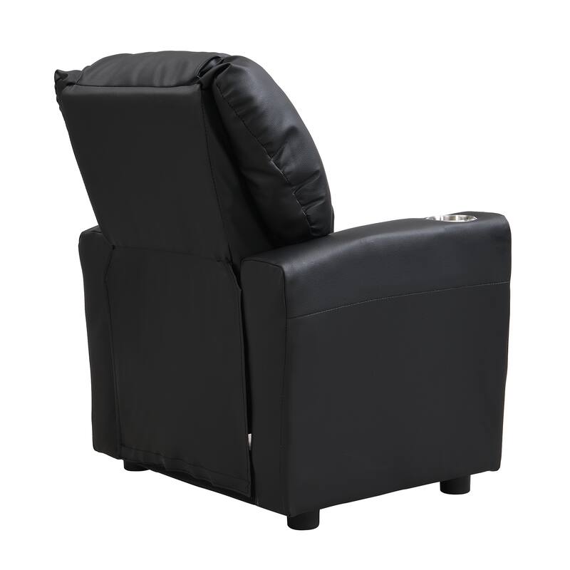 Toddlers Velvet Recliner With Headrest And Footrest
