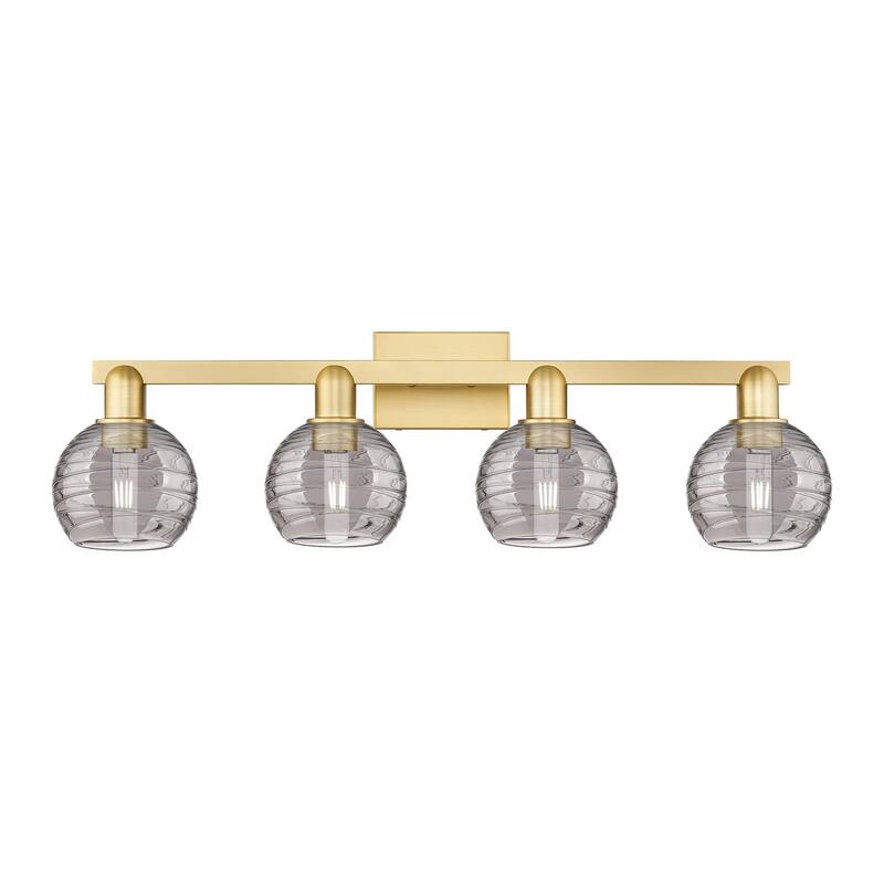 Innovations Lighting 716-4W-9-36 Athens Deco Swirl Vanity Athens Deco - Satin Gold / Light Smoke Deco Swirl