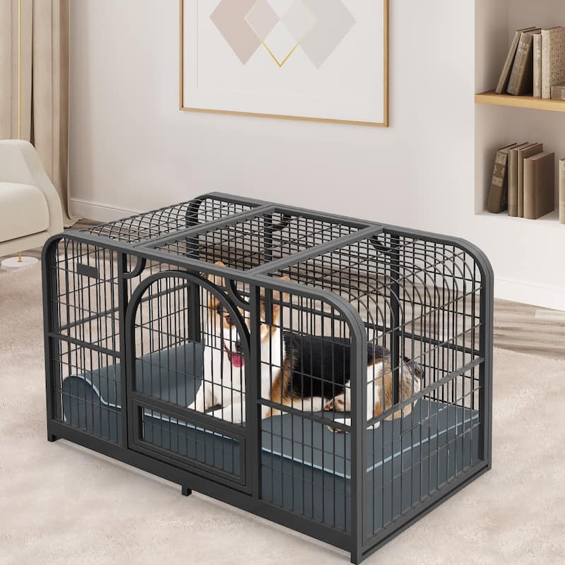 Orthopedic Dog Bed with Headrest and Removable Washable Cover-Grey - 40" x 32" x 12"