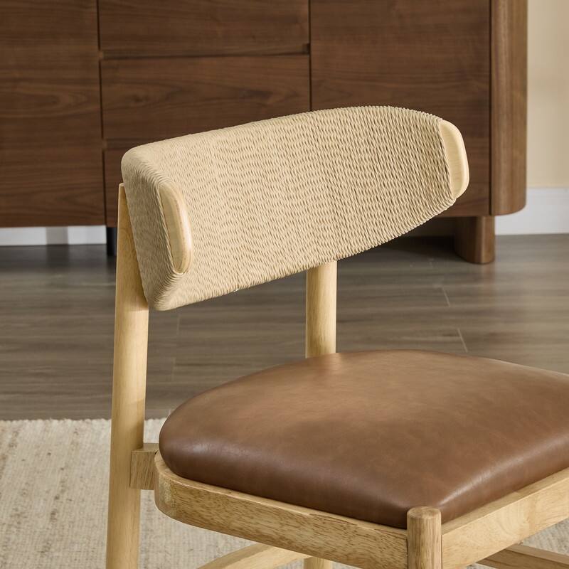 Spruce & Spring Modern Dining Chair with Handwoven Rope Back