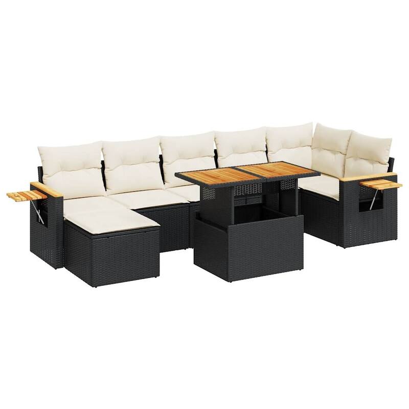 vidaXL Patio Sofa Set with Cushions Modular Lounge Set 8 Piece Poly Rattan