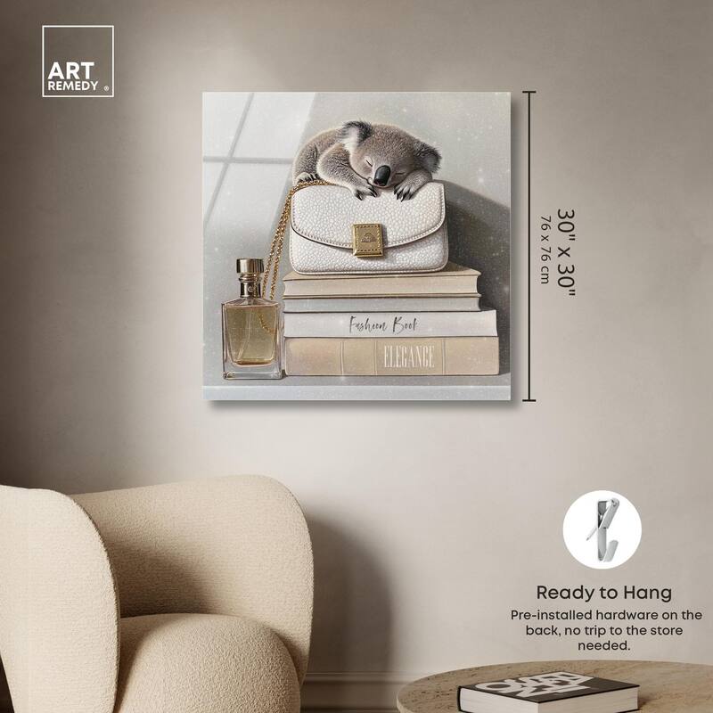 Koala on Fashion Books Acrylic by Art Remedy, Ready to Hang