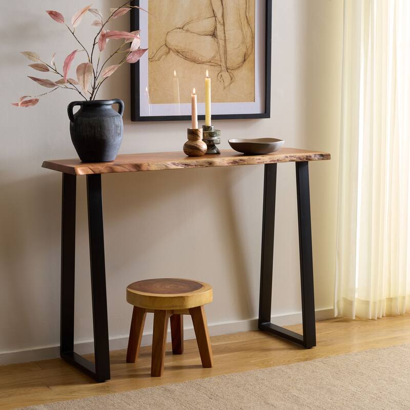 SAFAVIEH Home Adella Wood Console Table - 42"W x 14"D x 30"H - Natural/Black