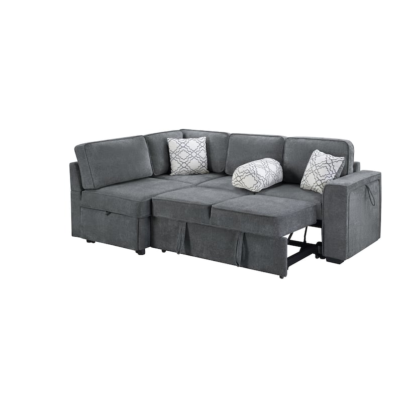 Convertible Multifunctional L-Shaped Sectional Sofa Bed with Dual Pull-Out Sleepers by Harper&Bright Designs