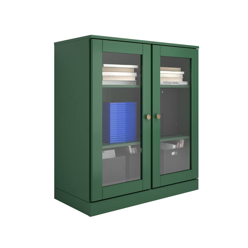 Palace Imports 100% Solid Wood TV Stand with Clear Glass Doors for TVs up to 32"