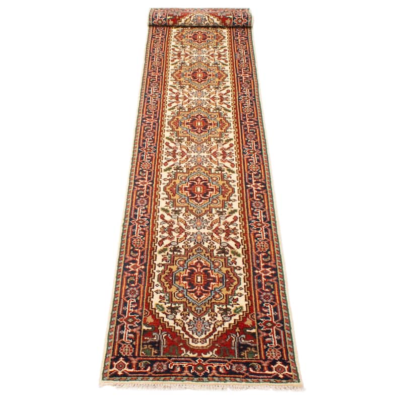 ECARPETGALLERY Hand-knotted Serapi Heritage Cream Wool Rug - 2'7 x 17'9