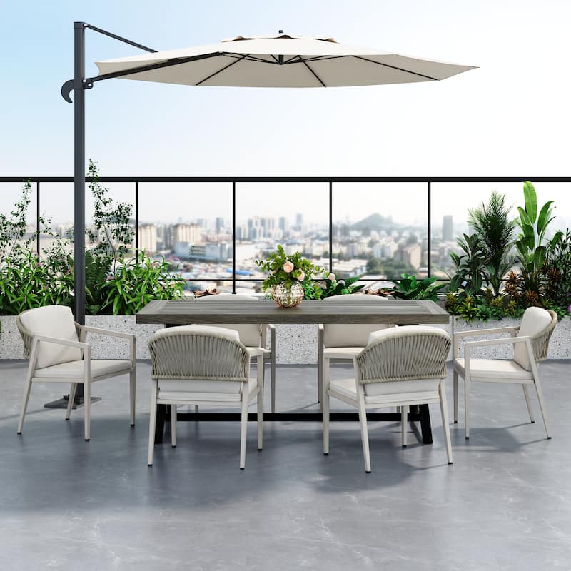 Outdoor Dining Chairs Set of 2, Patio Wicker Rattan Armchairs with Waterproof Cushions for Backyard, Poolside, Balcony