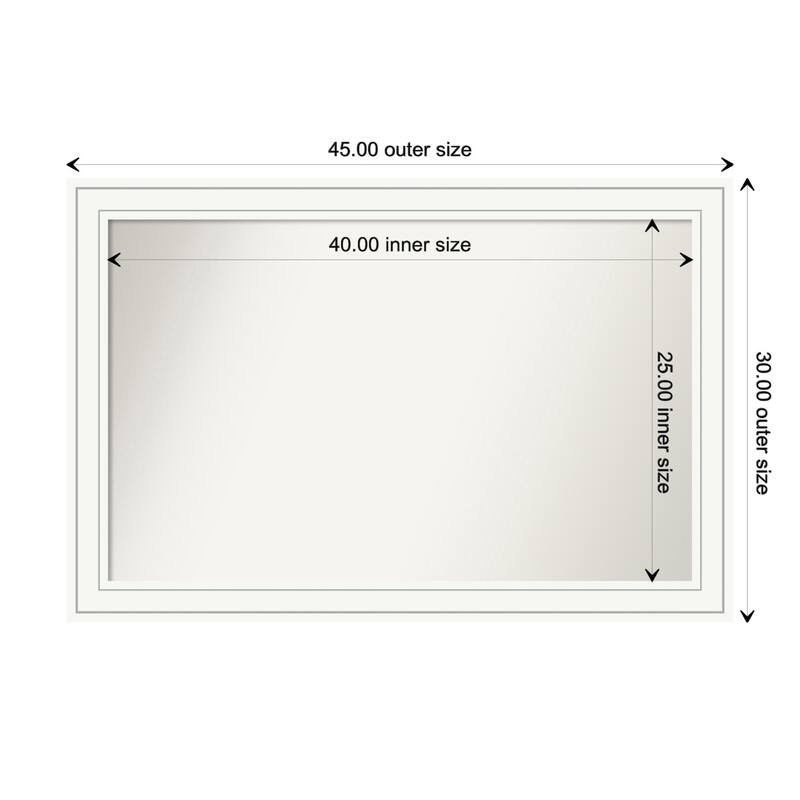Craftsman White Framed Non-Beveled Custom Wall Mirror, Bathroom Vanity Mirror - Outer Size: 45 x 30