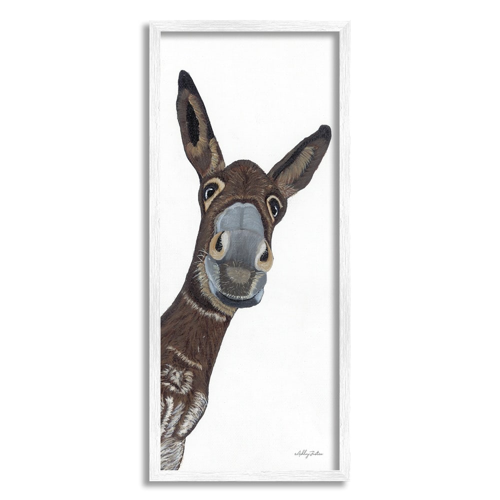 Stupell Donkey Peering Happily Casual Farm Animal Portrait Framed Wall Art, Design by Ashley Justice