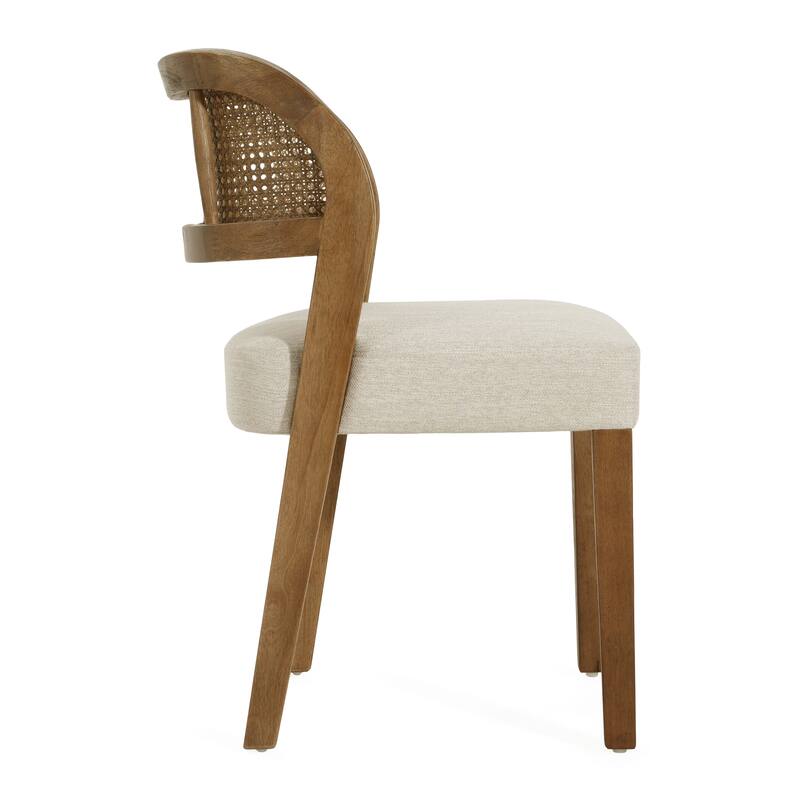 Christopher Knight Home - Minimalist 19.25"W Wood Dining Chairs Set with Hand-Woven Curved Backrest & Upholstered Seat