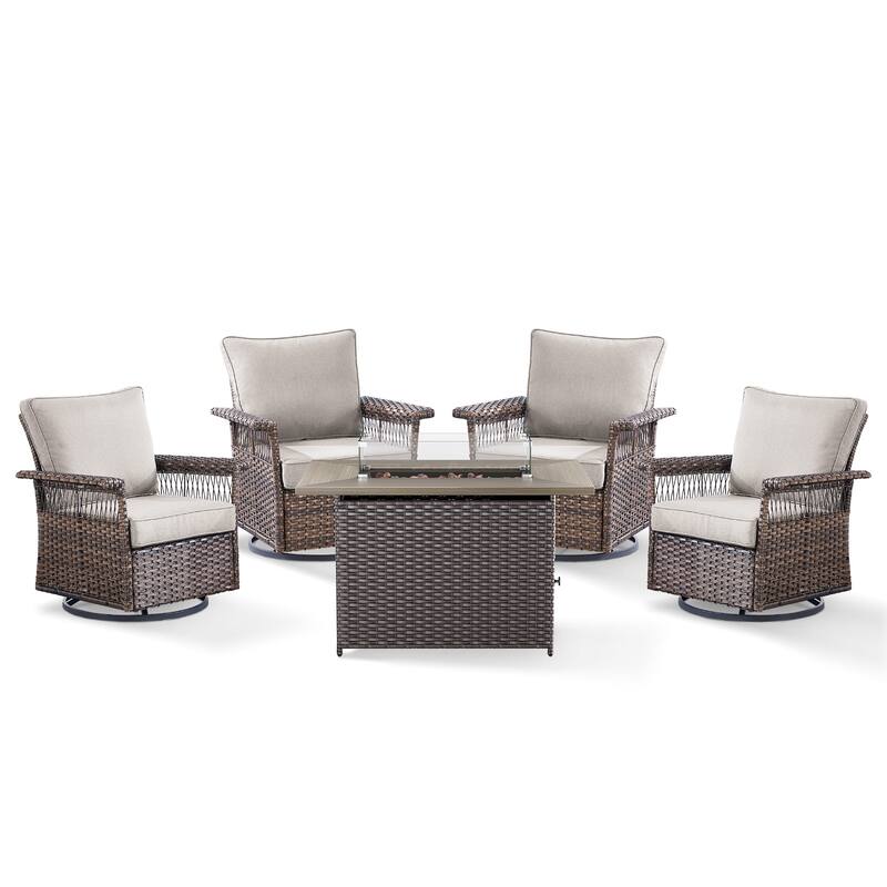 Pocassy 41 in Fire Pit Table with Patio Sofa Chair Funiture