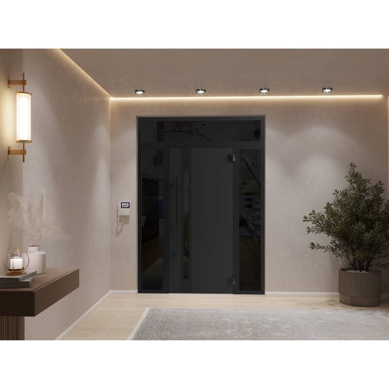 Front Exterior Prehung Steel Door Ronex 1033 Teak Entry Metal Painted W36xH80 Left hand Inswing