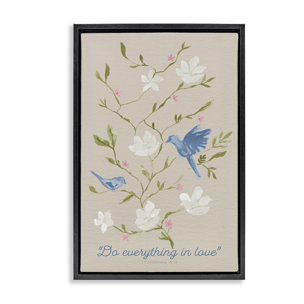 Stupell Floral Do Everything In Love Framed Floater Canvas Wall Art Design By Lucille Price