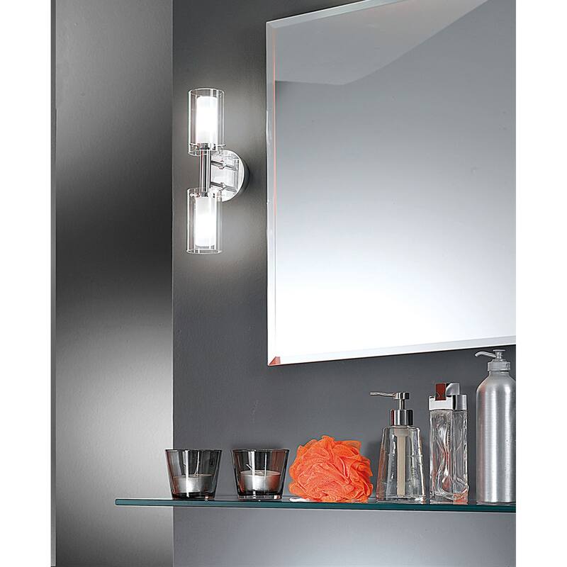 Eglo Palermo 2-light Chrome Vanity Light with Frosted Clear Glass