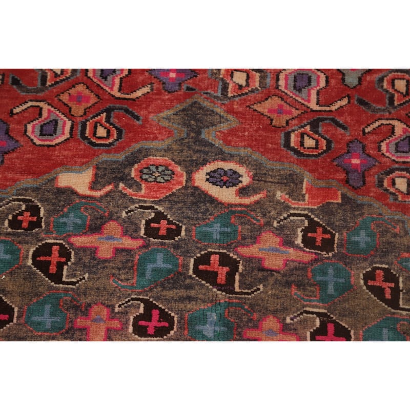 Hand Knotted Oriental 100% Wool Carpet Traditional Geometric Oranges & Rust Zanjan Area Rug - 9' 6'' X 5' 1''