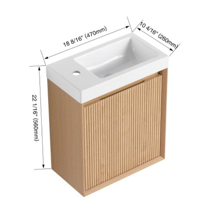 18.5" Small Wall-Mount Vanity Set with Sink and Soft-Close Door