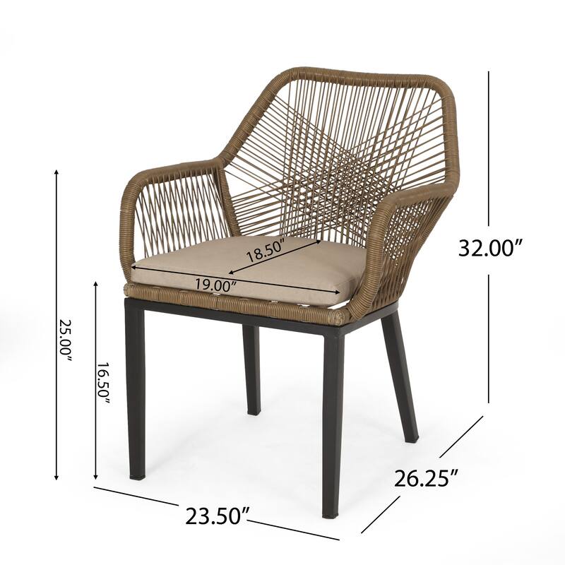 Fromberg Outdoor Wicker 7 Piece Dining Set with Cushion by Christopher Knight Home