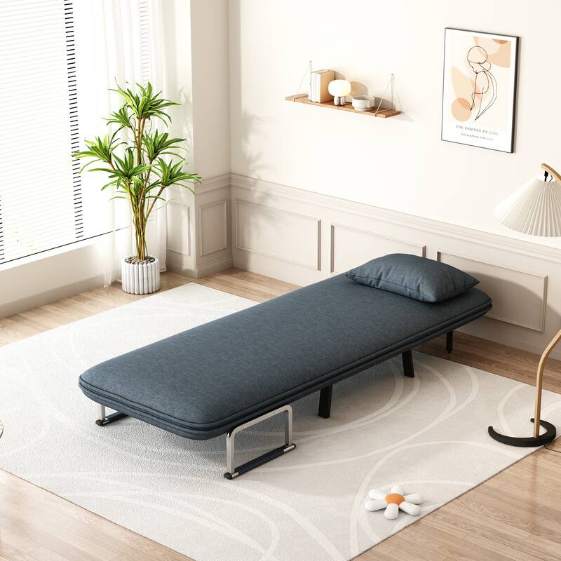 Convertible Chair Bed, Tri-Fold Sofa Bed with Adjustable Backrest & Pillow, Leisure Chaise Lounge Couch, Comfortable Sleeper