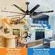 preview thumbnail 84 of 83, YUHAO 84 In. Indoor/Outdoor Modern Industrial Large Windmill Aluminum Blade Ceiling Fans With Lights, Quiet DC Motor and Remote