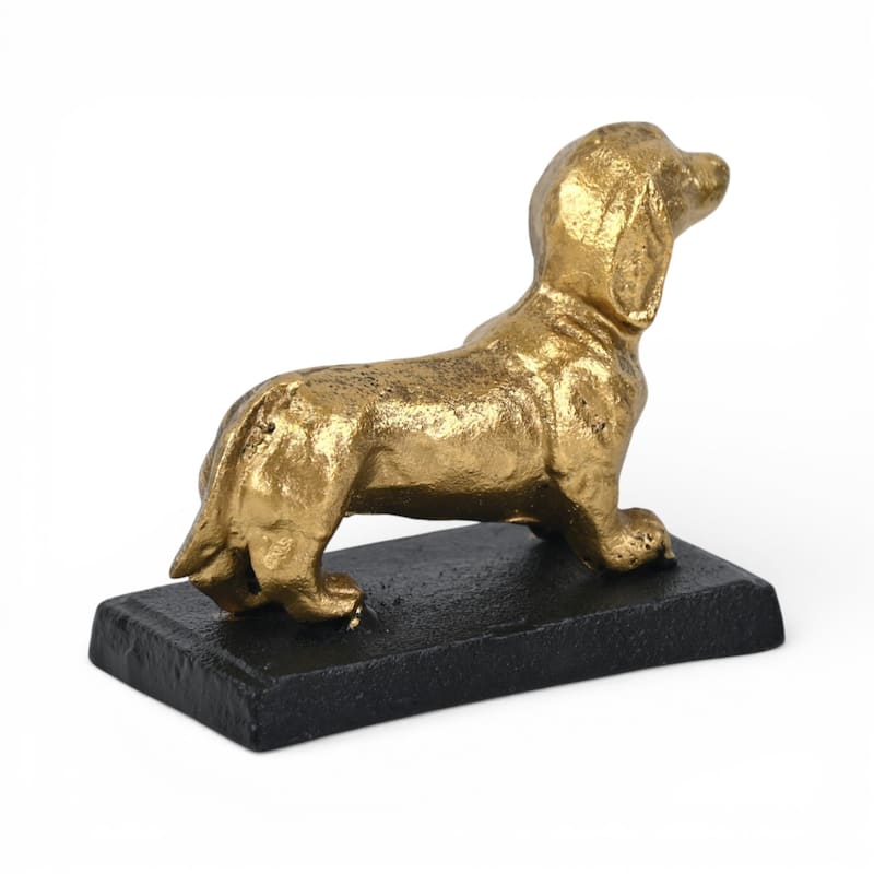 Motley 5" Cast Iron Dachshund Dog Figurine - Gold - N/A