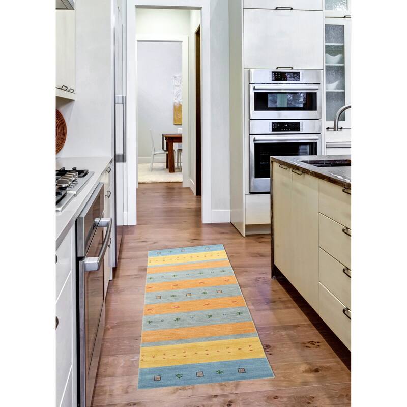 ECARPETGALLERY Hand Loomed Kashkuli Gabbeh Grey Wool Rug - 2'7 x 9'8