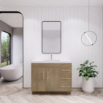 Eliza 42'' Freestanding Vanity (Right Drawers) with Single Sink