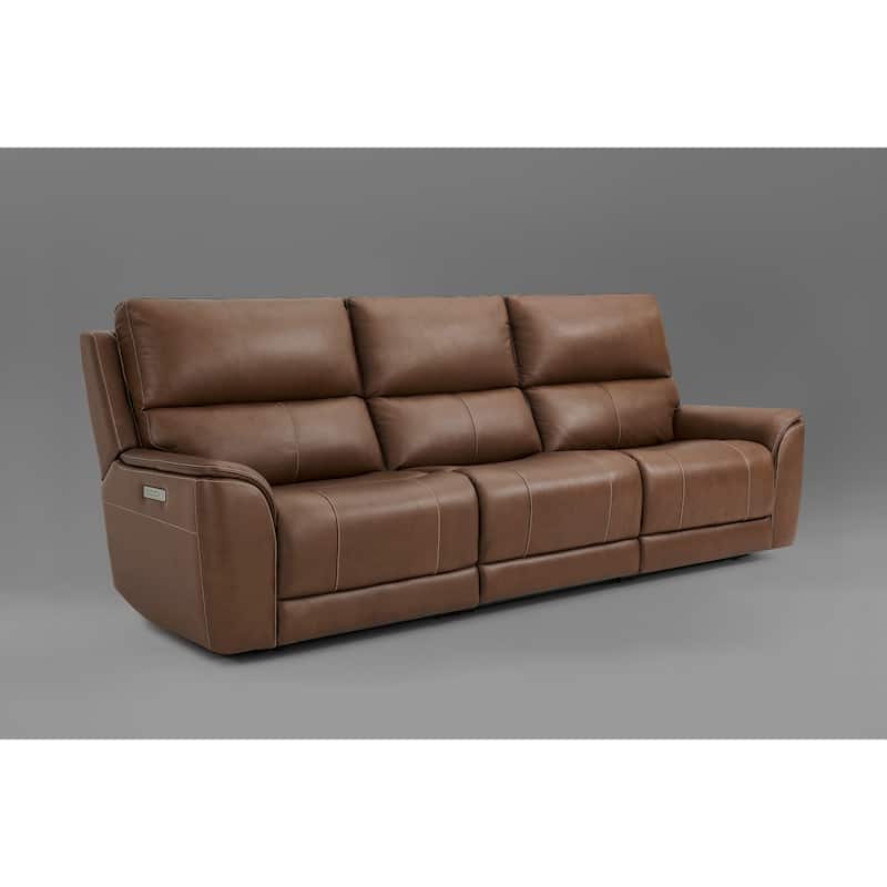 86.5'' W Top Grain Leather Triple Power Sofa with Adjustable Power Headrest and Lumbar & Extendable Legs
