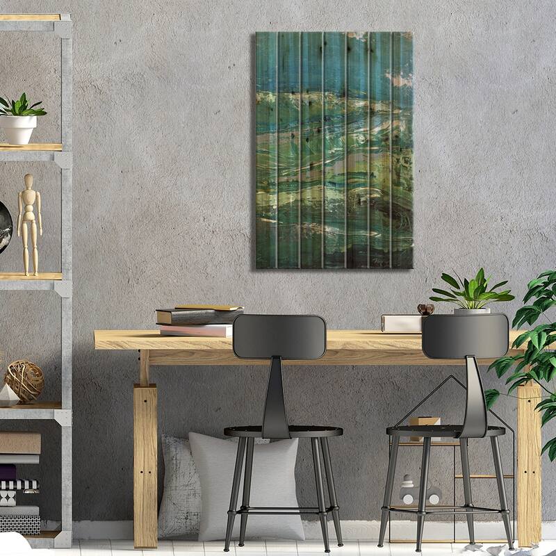 Blue Mountainscape II Print On Wood by Marcy Chapman - Multi-Color