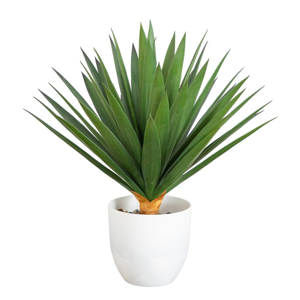 17-in UV Resistant Agave Plant in White Planter (Indoor/Outdoor)