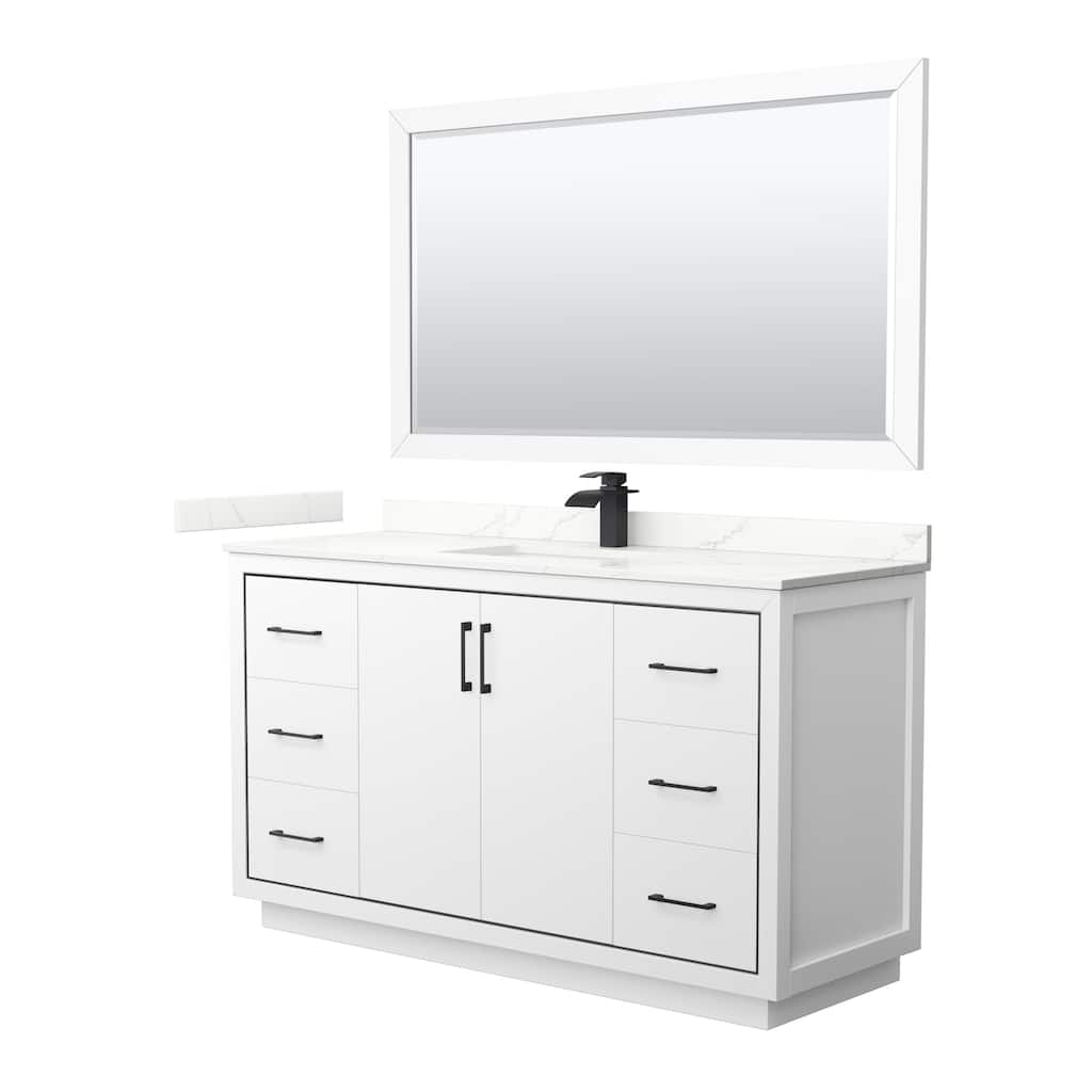 Icon 60-inch Single Vanity, Quartz Top, 58-inch Mirror
