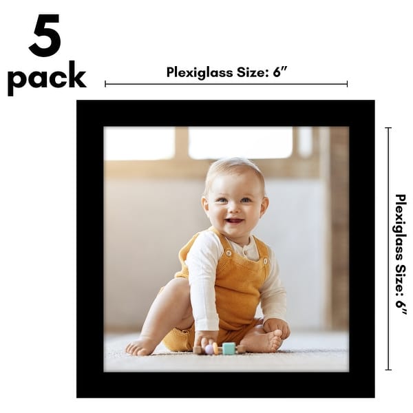 dimension image slide 11 of 22, Americanflat 5 Pack of Picture Frames with Mat - Plexiglass Cover