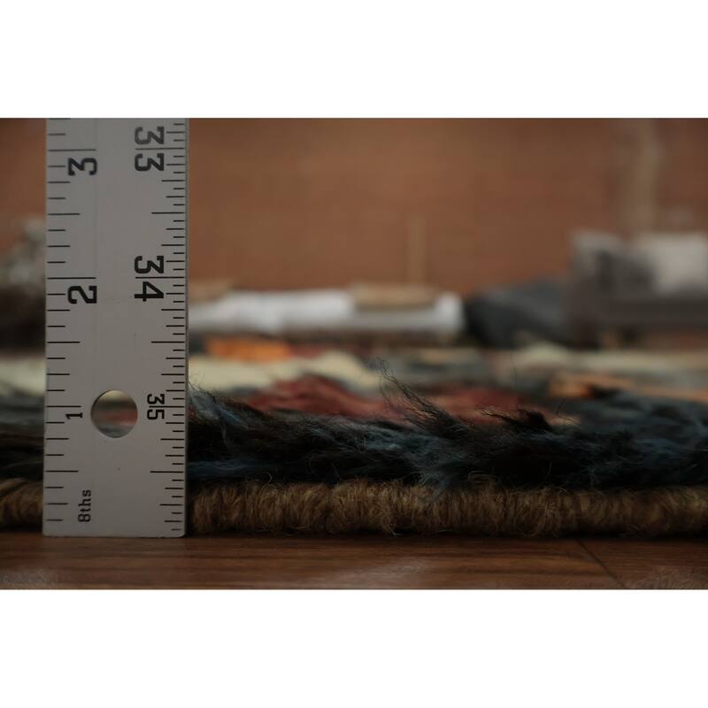 Hand Knotted Oriental 100% Wool Carpet Modern Tribal Multi-Colored Moroccan Area Rug - 9' 10'' X 6' 8''