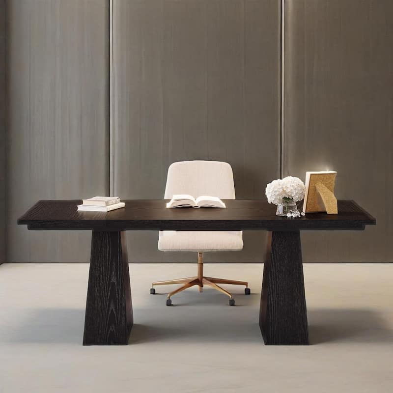 Wood Executive Desk Modern Double Pedestal Large Office