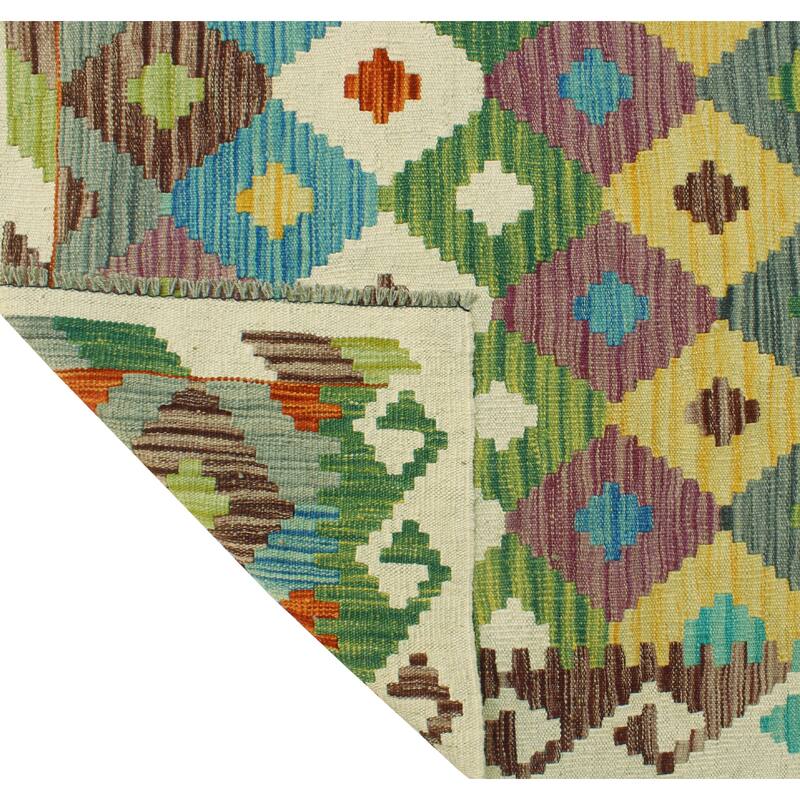 Flatweave Xesu Red/Blue-Grey Rug - 6'8" x 9'9"